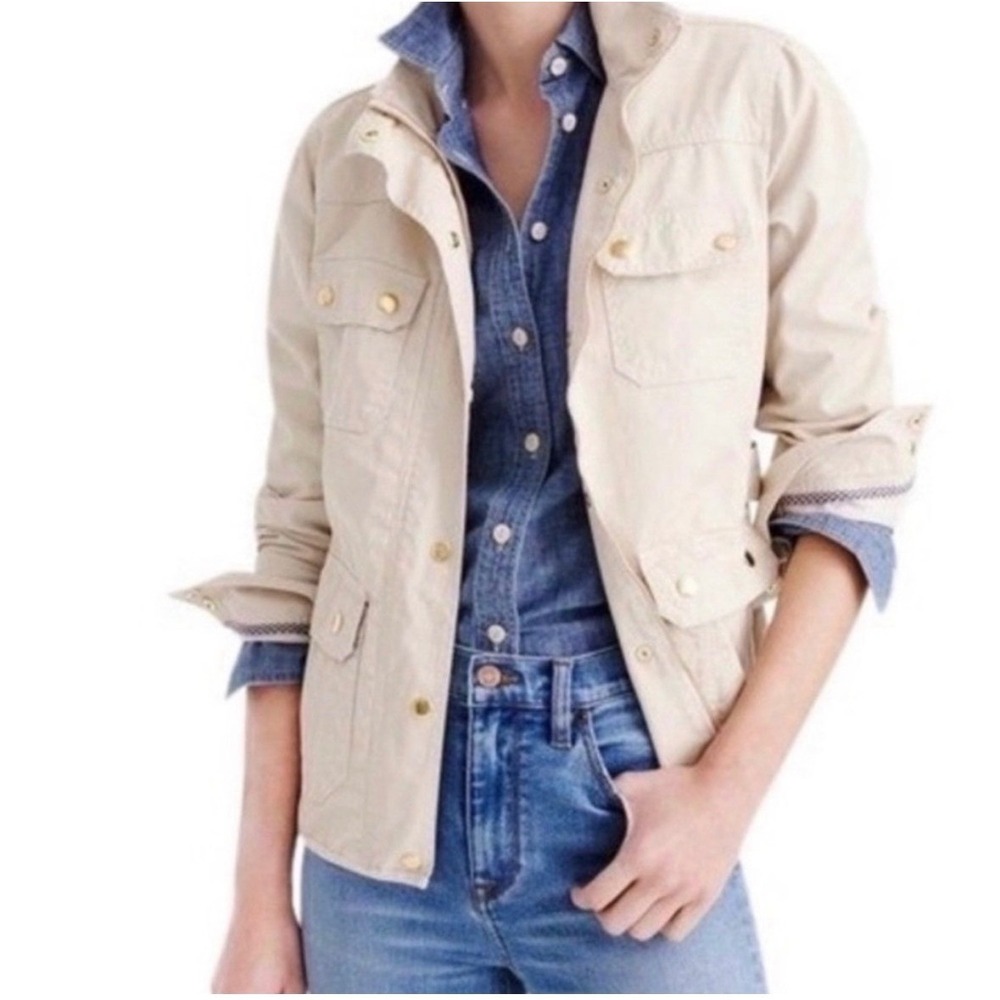 J.Crew Women's Downtown Field Khaki Jacket Utility Cotton Size Small